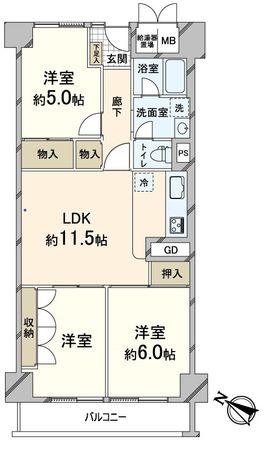 ルネ千里丘 弐号棟 間取図(平面図)