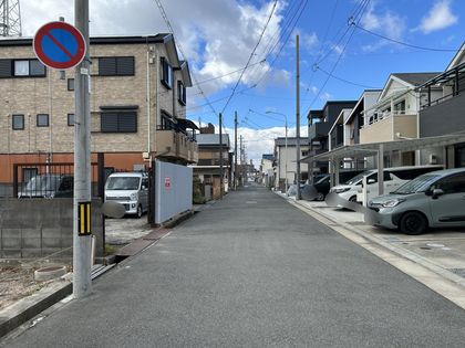 大庄中通二丁目 更地 前面道路含む外観