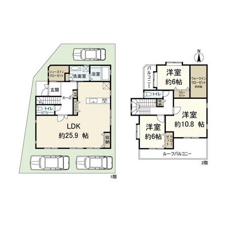 南武庫之荘1丁目戸建 間取図(平面図) 南武庫之荘1丁目戸建 間取図(平面図)