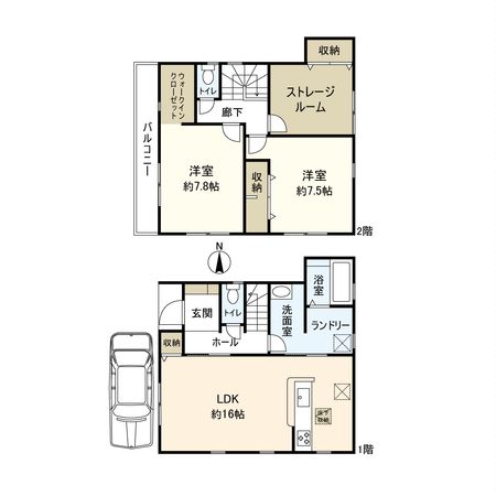 大島1丁目新築戸建 間取図(平面図) 間取図(平面図)