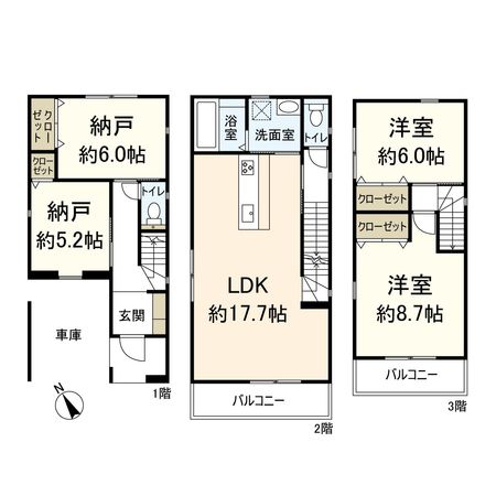 武庫之荘5丁目新築戸建 間取図(平面図) 武庫之荘5丁目新築戸建 間取図(平面図)