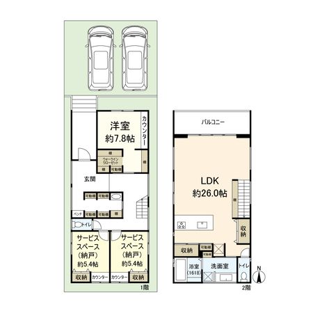 南武庫之荘4丁目 2号地 間取図(平面図) 南武庫之荘4丁目 2号地 間取図(平面図)