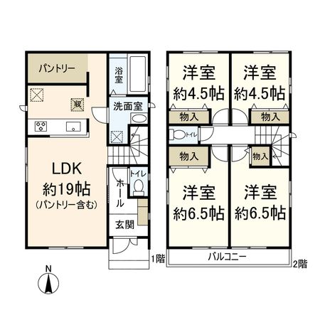 大庄西町三丁目 新築戸建【B号棟】 間取図(平面図) 大庄西町三丁目 新築戸建【B号棟】 間取図(平面図)