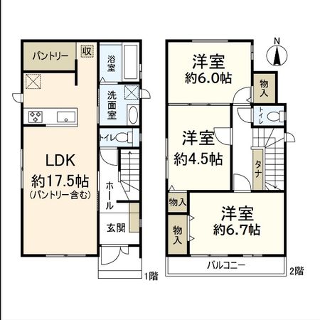 大庄西町三丁目 新築戸建【C号棟】 間取図(平面図) 大庄西町三丁目 新築戸建【C号棟】 間取図(平面図)