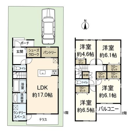 武庫元町2丁目新築戸建 間取図(平面図) 武庫元町2丁目新築戸建 間取図(平面図)