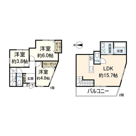 大島1丁目 戸建 間取図(平面図) 大島1丁目 戸建 間取図(平面図)