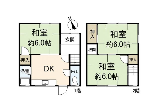 尼崎市南武庫之荘八丁目テラスハウス 間取図(平面図) 尼崎市南武庫之荘八丁目テラスハウス 間取図(平面図)