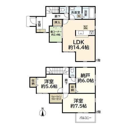 西昆陽1丁目新築戸建 5号棟 間取図(平面図) 西昆陽1丁目新築戸建 5号棟 間取図(平面図)