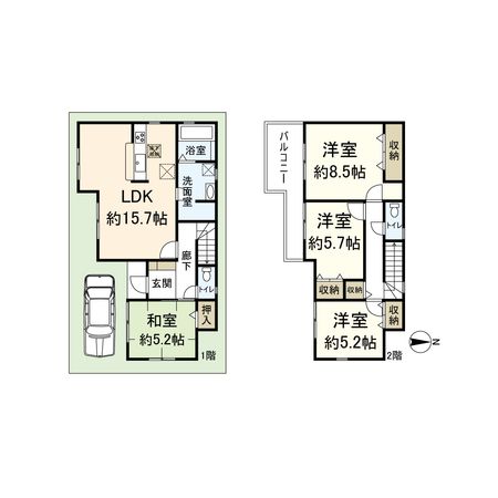 西昆陽1丁目新築戸建 7号棟 間取図(平面図) 西昆陽1丁目新築戸建 7号棟 間取図(平面図)