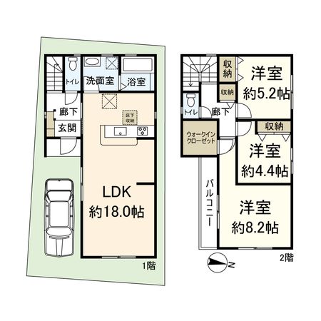 西昆陽1丁目新築戸建 10号棟 間取図(平面図) 西昆陽1丁目新築戸建 10号棟 間取図(平面図)