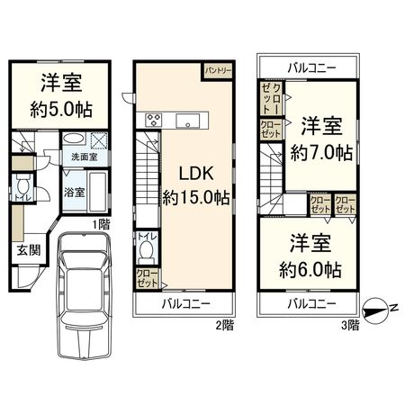 西昆陽1丁目 新築戸建 間取図(平面図) 西昆陽1丁目 新築戸建 間取図(平面図)