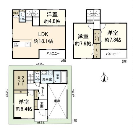 尼崎市大庄中通二丁目【新築戸建て】 間取図(平面図) 尼崎市大庄中通二丁目【新築戸建て】 間取図(平面図)