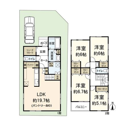 武庫元町2丁目新築戸建 間取図(平面図) 武庫元町2丁目新築戸建 間取図(平面図)