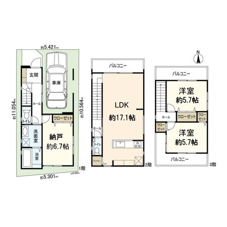 上ノ島町1丁目新築戸建 間取図(平面図) 上ノ島町1丁目新築戸建 間取図(平面図)