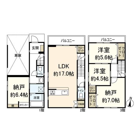 南武庫之荘7丁目新築戸建 間取図(平面図) 南武庫之荘7丁目新築戸建 間取図(平面図)
