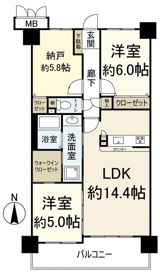 ライオンズマンション武庫之荘第2 間取図(平面図) 間取図(平面図)