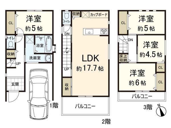 大阪府八尾市高美町2丁目 間取図(平面図)