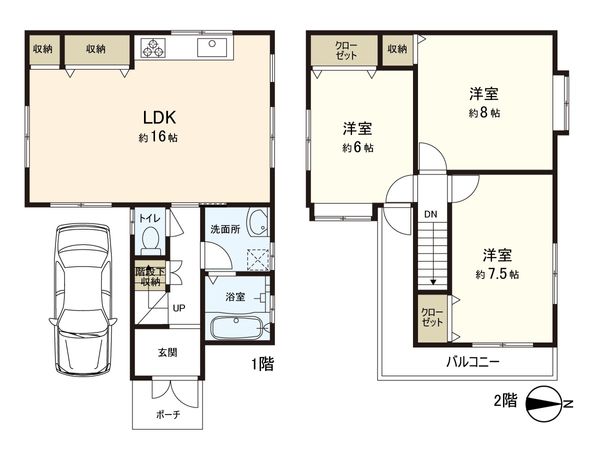 東大阪市大蓮南3丁目 間取図(平面図) 間取図(平面図)