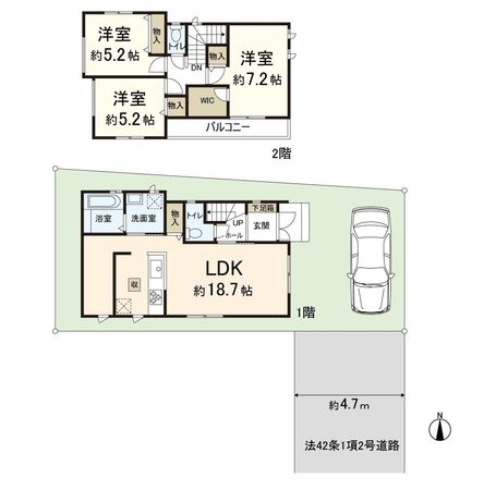 八尾市長池町2丁目 新築A号棟 間取図(平面図)