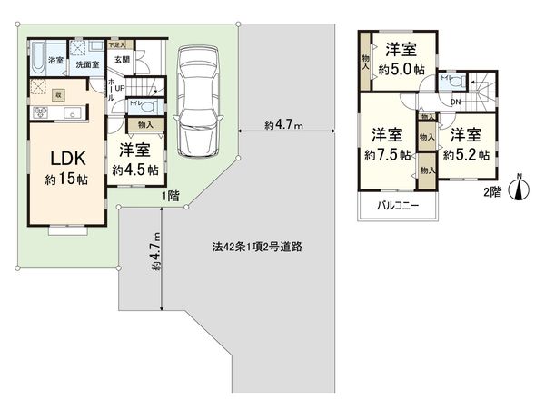 八尾市長池町2丁目 新築B号棟 間取図(平面図)
