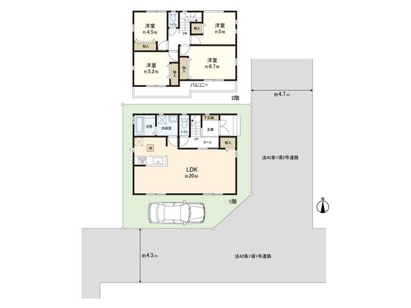 八尾市長池町2丁目 新築E号棟 間取図(平面図)