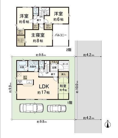 八尾市新家町2丁目第1 2号棟 間取図(平面図) 間取図(平面図)