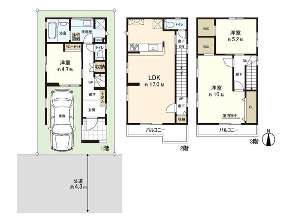 東大阪市大蓮東1丁目 新築2号棟 間取図(平面図)