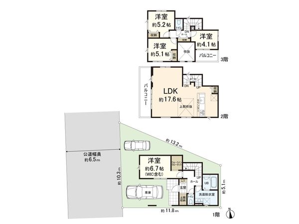 八尾市安中町9丁目 新築1号棟 間取図(平面図)