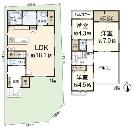 東大阪市玉串元町1丁目 間取図(平面図)