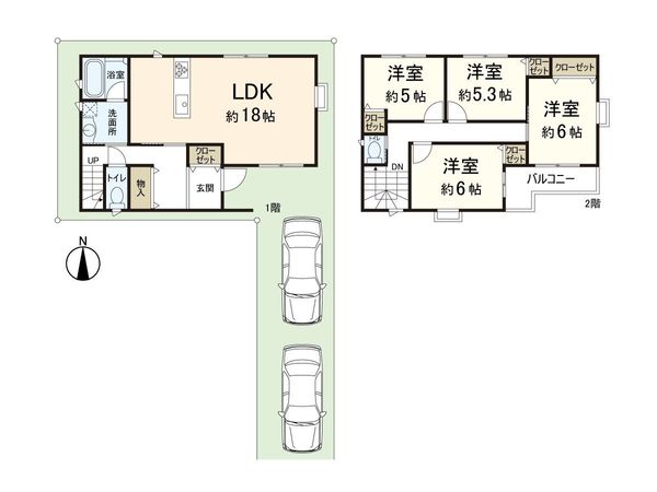 東大阪市南上小阪 新築B号棟 間取図(平面図) 間取図(平面図)