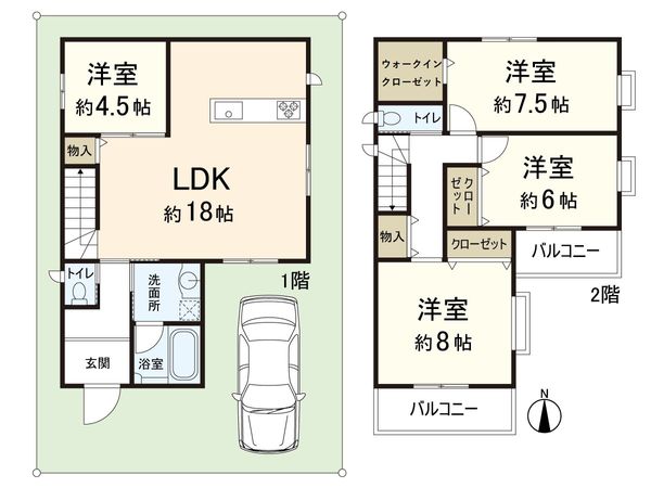 東大阪市南上小阪 新築A号棟 間取図(平面図) 間取図(平面図)