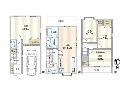 大阪府東大阪市東鴻池町1丁目 間取図(平面図)