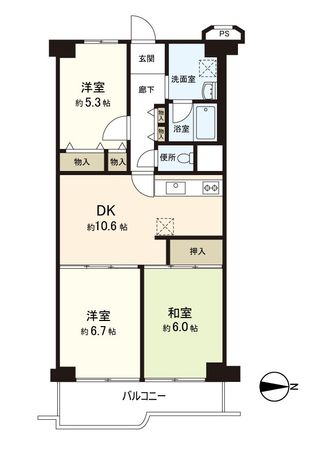 若江岩田スカイハイツ 間取図(平面図) 間取図(平面図)