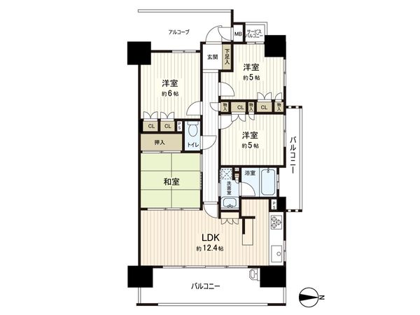 メゾンドール瓢箪山 間取図(平面図) 間取図(平面図)