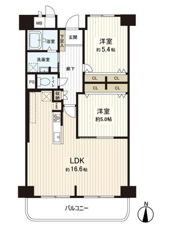 ハイマート若江第弐棟 間取図(平面図) ハイマート若江第弐棟 間取図(平面図)