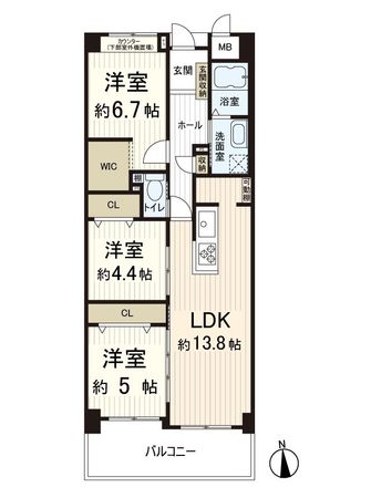 ライオンズマンション若江東 弐番館 間取図(平面図) 間取図(平面図)