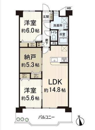 シャトー第3八戸の里 間取図(平面図)