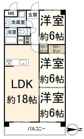 シャトー第2八戸ノ里 間取図(平面図) シャトー第2八戸ノ里 間取図(平面図)