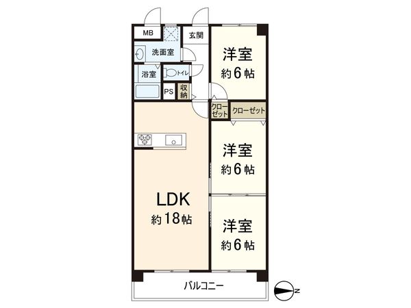 シャトー第2八戸ノ里 間取図(平面図)