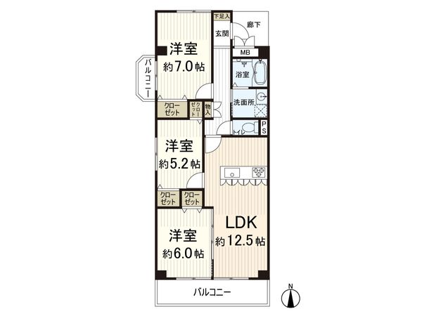 第三ガーデンハイツ B棟 間取図(平面図)