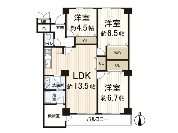 八戸ノ里グランドマンション B棟 間取図(平面図)