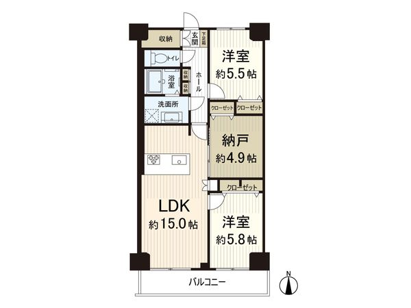 八戸ノ里ニュースカイハイツ 間取図(平面図)