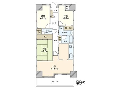 ライオンズマンション若江東 参番館 間取図(平面図)