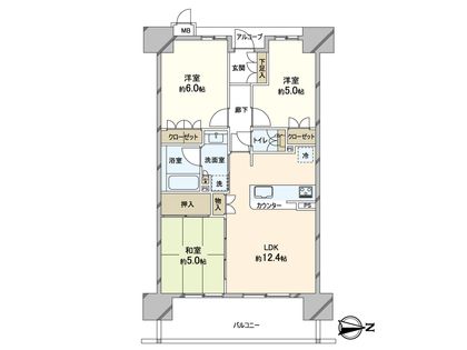 メゾンドール瓢箪山 間取図(平面図)