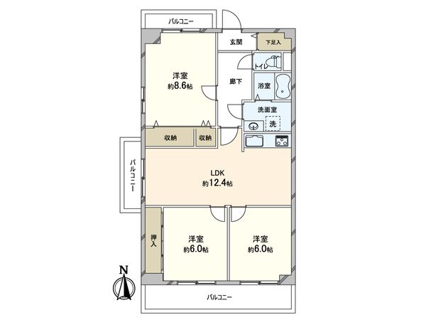 シャルム小阪3番館 間取図(平面図) シャルム小阪3番館 間取図(平面図)