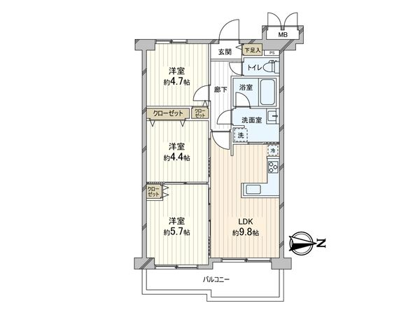 コスモ八尾 間取図(平面図) コスモ八尾 間取図(平面図)