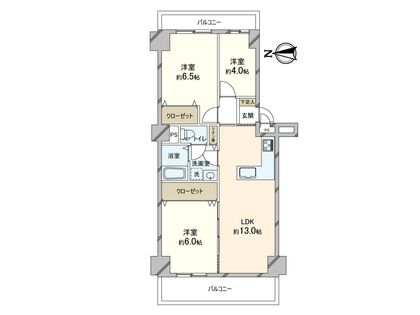 コープ野村恩智 D棟 間取図(平面図)