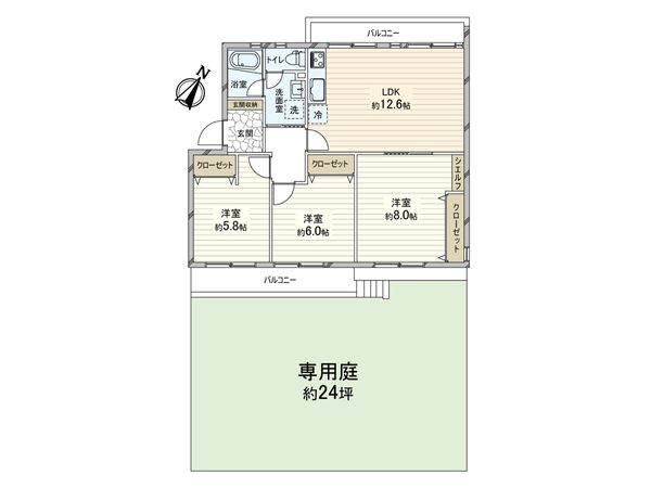 フラワリータウン志紀 F棟 間取図(平面図)
