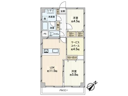 八尾志紀スカイハイツ 間取図(平面図)
