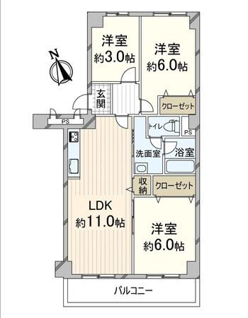 コープ野村恩智 A棟 間取図(平面図)
